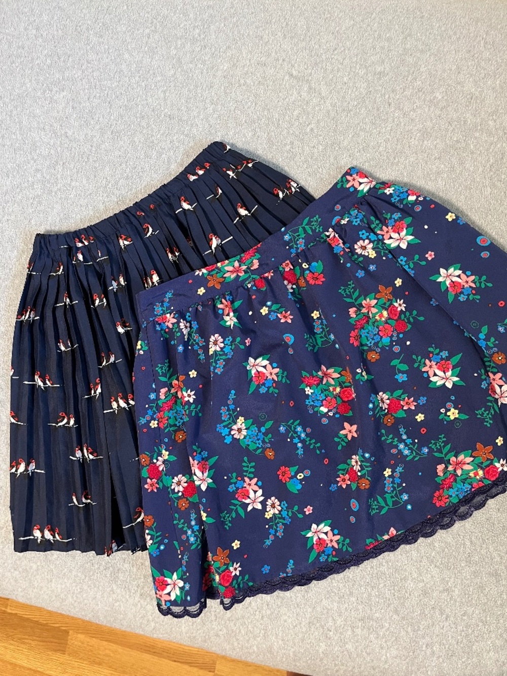 Preppy Mini Skirt Bundle Lot Small Floral Birds Pleated Kawaii